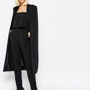 Lavish Alice Collarless Cape Coat - Black / US 14